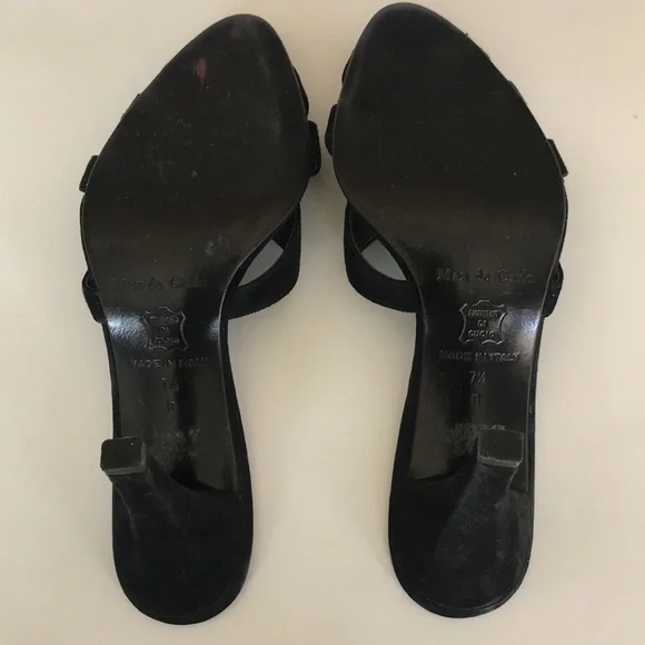 Black suede open toe heels - Picture 7 of 9